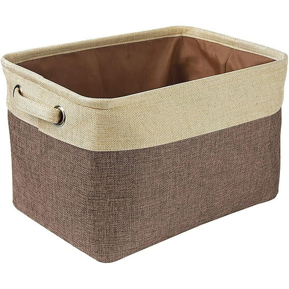 Dog Toy Basket, Collapsible Dog Toy Bin Box with Comfortable Handles, Large Pet Toy Storage Organizer for Accessories, Toys, Coat & Clothing, Blanket & Leash, Brown, 15"x11"x9"
