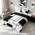 thumbnail image 2 of Manfei Geometric Black White Square Twin Comforter Sets,Contemporary Simple Art Bedding Set, Black Reversible 2 Pieces, 1 Comforter and 1 Pillowcase, 2 of 6