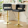 thumbnail image 5 of Sweiko Swivel PU Leather Bar Stools, 2pcs Adjustable Bar Chairs, Modern Upholstered Kitchen Counter Height Barstools, Gold Metal Leg Bar Stools with Backres, Black, 5 of 8