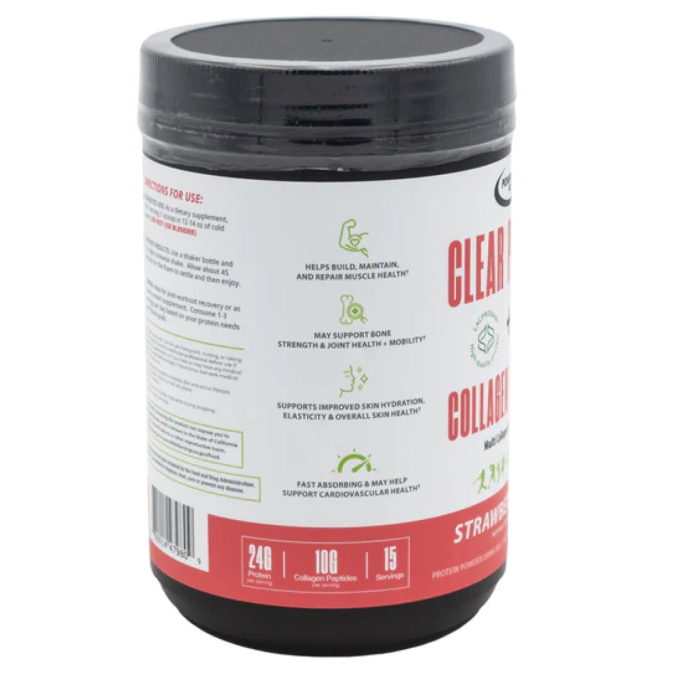 POWER PLAY FUEL Clear Protein & Collagen Peptides Protein Powder Drink Mix - Naturally Sweetened & Flavored Protein + Marine Collagen - 15 Servings (Strawberry Kiwi)