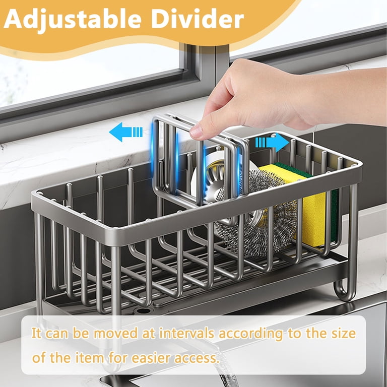 BEVTEE Dish Brush Holder with Towel Bar, Black photo 2