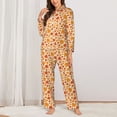 thumbnail image 2 of Rateoe Autumn Red and Orange Maple Leaves Pattern Womens Pajamas Set Long Sleeve Sleepwear Button Down Nightwear Soft Cotton Pj Lounge Sets-XX-Large, 2 of 7