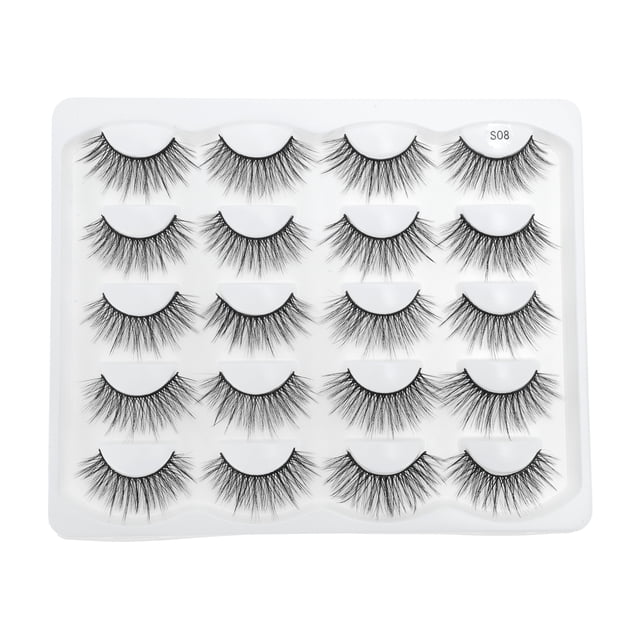 Unique Bargains 10 Pair False Eyelashes for Makeup Black S08