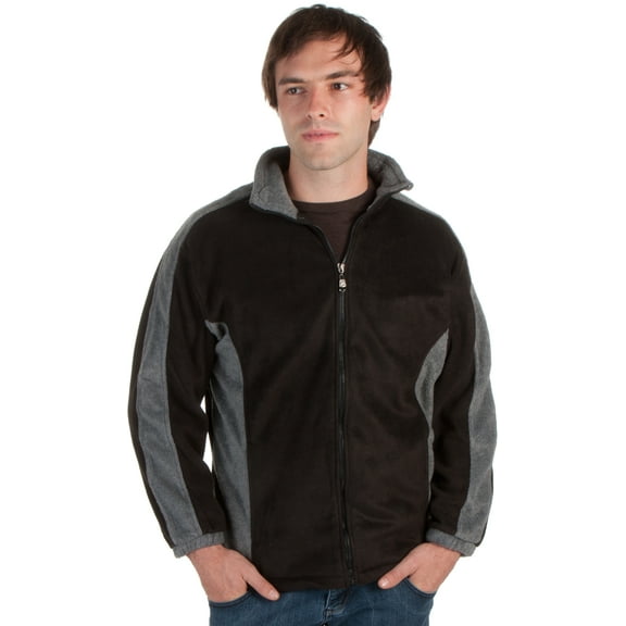 Adult Mens Two-Tone Anti-Pilling Performance Fleece Jacket - Various Color And Sizes - Black - Large