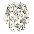 thumbnail image 7 of JGGSPWM Womens Printed Tops Long Sleeve V-neck Blouses Ruffle 3/4 Sleeve Floral Shirts Fashion Casual Beach Vacation Clothes White XL, 7 of 7