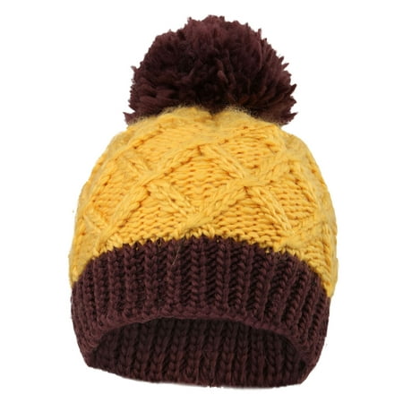 - Younglove Kids Knit Diamond Cable Knit Beanie, Yellow