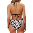 thumbnail image 6 of chaqlin Cow Print Halter Triangle Bikini Set - Sexy Two Piece Swimsuit with Tie Side Bottoms for Beach & Pool Vacation, 6 of 9