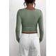 thumbnail image 2 of Camiseta PRETTYGARDEN para mujer, manga larga, otoño 2024, verde fruta, 2 of 9