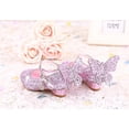 thumbnail image 5 of Zapatos de cuero para niñas, zapatos de tacón alto con purpurina de princesa para niñas, mariposa 3d332, 5 of 5