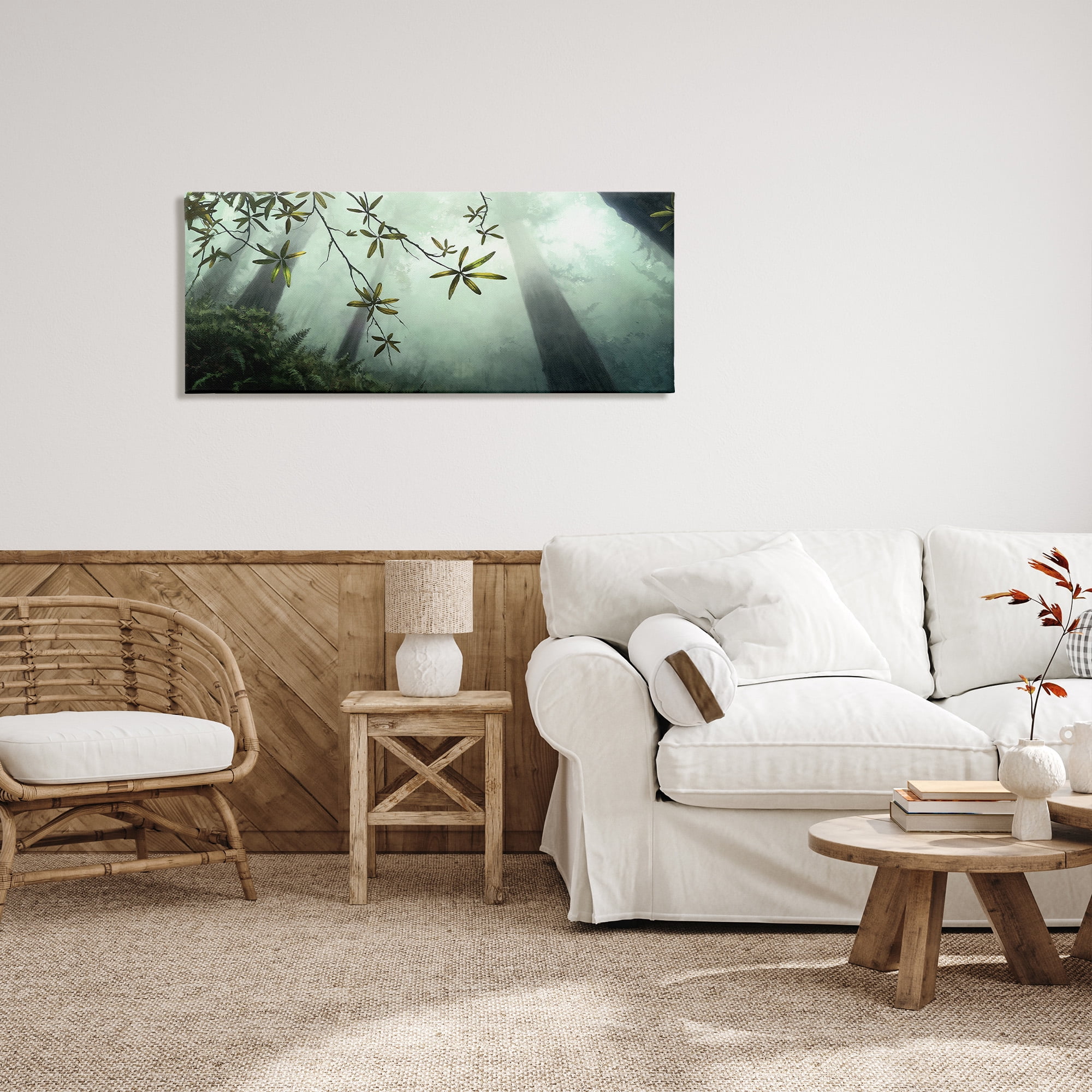 Stupell Industries Sunlit Forest Greenery Landscape Painting Gallery Wrapped Canvas Art Print Wall Art, 48 x 20
