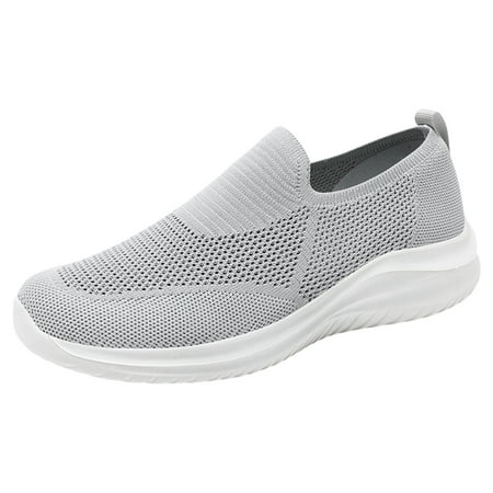 NOLDARES Mens Casual Slip On Loafers Shoes Walking Sneakers Mesh Comfortable Lightweight Soft Sole(Grey 9)