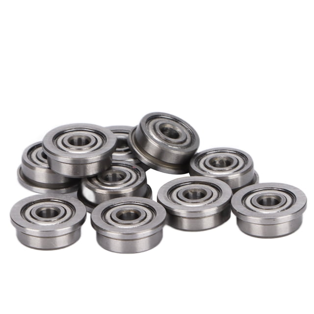 10 piezas de rodamientos de bolas con brida, rodamientos de acero cromado con doble blindaje de metal en miniatura duraderos de color gris para impresora 3D