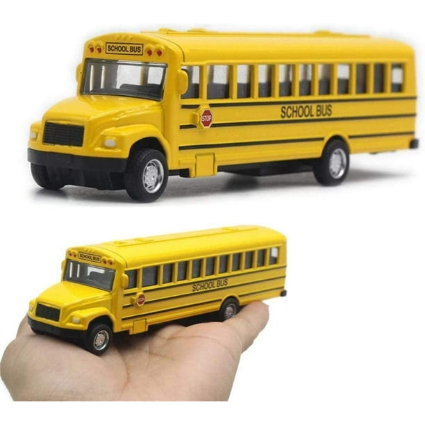 Modelo de coche/autobús escolar amarillo de metal fundido a presión con neumáticos desmontables, construcción de goma resistente y estructura metálica. Apto para niños y niñas.