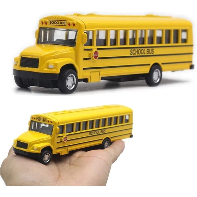 Modelo de coche/autobús escolar amarillo de metal fundido a presión con neumáticos desmontables, construcción de goma resistente y estructura metálica. Apto para niños y niñas.