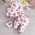 thumbnail image 4 of Baby Girl Outfits Winter Thickened Love Print Plush Long Sleeve Hooded Tops Pants Bag Baby Girl Clothes Pink 9 Months-12 Months, 4 of 7