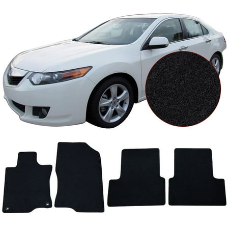 Compatible With 09 14 Acura Tsx Black Nylon Front Rear Floor Mats