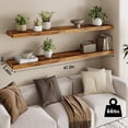 thumbnail image 2 of Wood Floating Shelves for Wall, 47" Long Heavy Duty Wall Mounted Shelves for Living Room, Bedroom, Bathroom and Kitchen, Wall Shelves for Storage, Books, Room Decor (Rustic Brown, Set of 2), 2 of 14