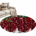 thumbnail image 2 of Round Area Rugs Collection 3 Ft, Christmas Snowman Non-Slip Residential Carpet, Buffalo Plaid Xmas Tree Branch Snowflakes Indoor Crawling Mats Doormat Runner Rugs Play Mat for Bedroom, 2 of 8