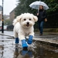 thumbnail image 3 of CSStudio 4 Pack Non Slip Dog Socks with Adjustable Straps, Waterproof Rubber Bottom Pet Paw Protector Booties, Anti Licking Traction Shoes for Indoor Floor & Light Outdoor Walks, 3 of 5