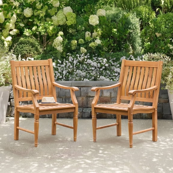 Crestwood Garden Alder Teak Wood 2 Pieces Outdoor Dining Chairs