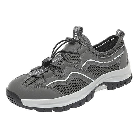 

SEMIMAY Fashion Summer And Autumn Men Hiking Shoes Non Slip Sole Mesh Breathable Comfortable Lace Up Leisure Grey