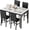 Black, variant on MOOSENG Dining Table Set for 4, Faux Marble Kitchen Table and Chairs Set of 4, 5-Piece Dining Room Set with PU Leather Upholstered Chairs for Small Space, Gray