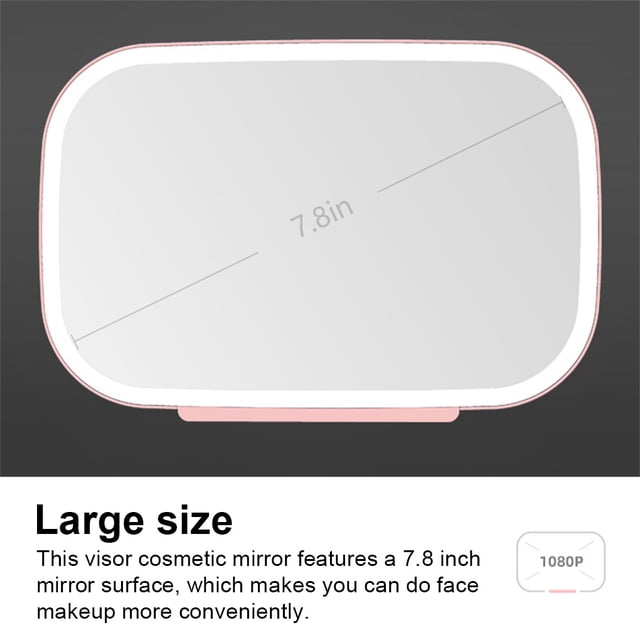 Car Sunshade Clip-on LED Makeup Mirror ABS Dimmable Cosmetic Mirrors USB Circle Light Low Power Consumption Automotive Accessory Pink