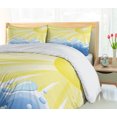 thumbnail image 5 of Landscape Duvet Cover Sets, Vector Illustration of Sun over the Wavy Sea Summer Theme Print, Bedding Set with 2 Duvet Covers & 4 Pillowcases, 2 Pack King Size, Yellow and Blue, by Ambesonne, 5 of 7