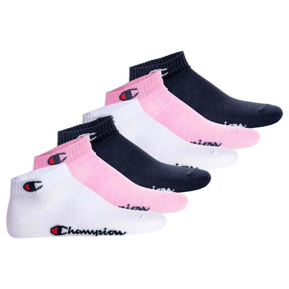 Champion Unisex Socks, 3 Pairs - Quarter Socks Basic Pink/White/Blue Eu 39-42 (Uk 6-8)