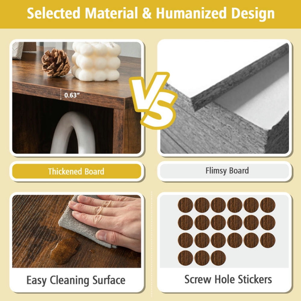 Demi Bonn 3-Tier Bookcase with Anti-toppling Device for Living Room, 6 Cube Storage Cabinet, Brown