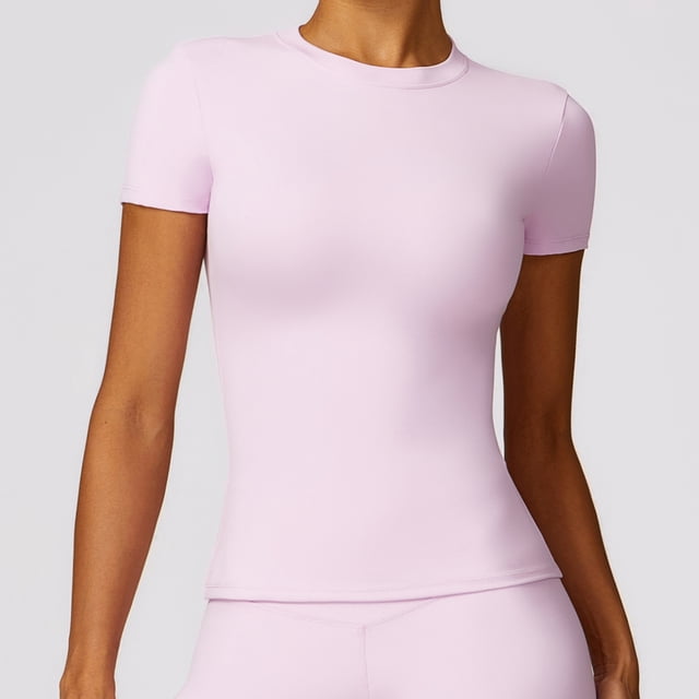 NCLAGEN T-Shirt de Sport pour Femmes, Manches Courtes, Col Rond, Respirant, Extensible, GYM, Yoga, Entraînement Physique, Actif