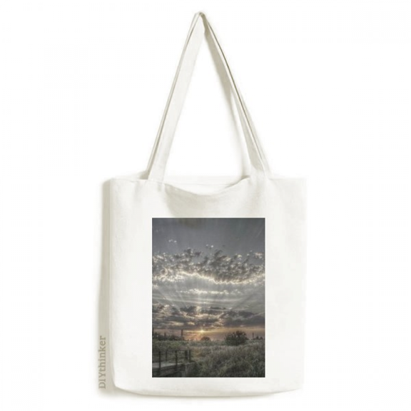 Grey Sky Dark White Clouds Tote Canvas Bag Shopping Satchel Casual Handbag