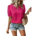 thumbnail image 4 of Franhais Women's Short Sleeve Tunic Tops Lace Accent V Neck Loose T-Shirts Dressy Blouses, 4 of 6