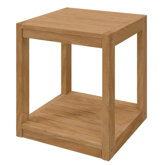 Lounge Coffee Side Table, Square, Brown Natural, Teak Wood, Modern Contemporary, Outdoor Patio Balcony Cafe Bistro Garden Furniture Hotel Hospitality