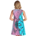 thumbnail image 2 of PAYOHTO Women's Sleeveless Dress Tropical And Palm Leaves In Vibrant, Gradient Colours Summer Dress Casual Floral Print Round Neck A Line Beach Short Sundress​ with Pockets​, 2 of 8