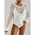 thumbnail image 6 of Bsubseach Bathing Suit Cover Up for Women Hollow Out Crochet Tops Round Neck Beach Coverups, 6 of 8