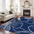 thumbnail image 2 of Rectangle Area Rugs 5 x 7 Ft, Blue Flowers Non-Slip Residential Carpet, Spring Floral Botanical Modern Art Indoor Crawling Mats Runner Rugs for Living Room/Dining Room/Bedroom, 2 of 8