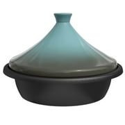Kook Moroccan Tagine Enameled Cast Iron Cookware with Ceramic Pot Lid, 3.3QT Stone Blue