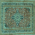 thumbnail image 1 of Ahgly Company Indoor Square Medallion Turquoise Blue Traditional Area Rugs, 4' Square, 1 of 4