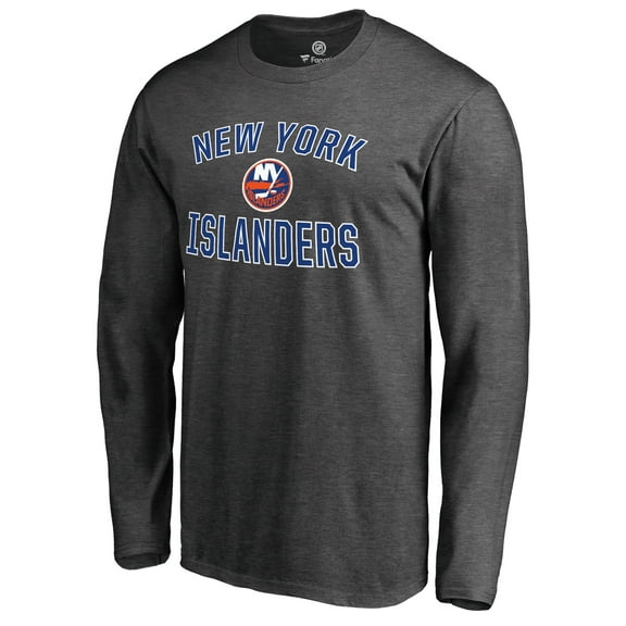 Men's Heathered Gray New York Islanders Victory Arch Long Sleeve T-Shirt