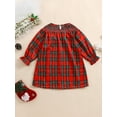 thumbnail image 4 of ZINTAOZT Toddler Baby Girl Christmas Plaid Smoked Dress Santa Embroidery Holiday Bishop Dress Little Girl Xmas Clothes, 4 of 8