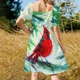 thumbnail image 3 of Cardinal in The Pines - Vestido sin mangas al óleo vestidos para mujer vestidos de manga larga Vestido de noche Vestido, 3 of 5