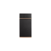 Colibri Julius Double Flame Butane Flint Cigar Lighter with Diamond-Pattern Case, Windproof & Refillable, Cigar Enthusiast's Choice with Blue Fuel Window and Adjustable Flame (Black, Rose Gold)