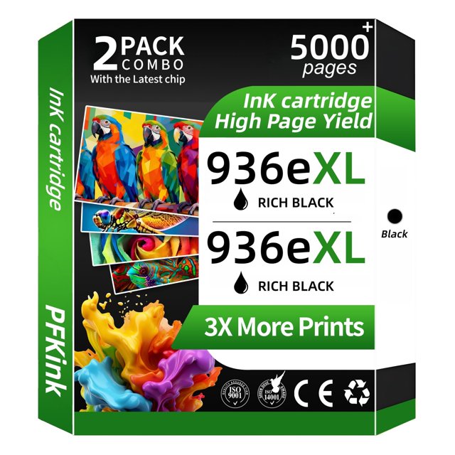 Cartucho de tinta PFKink 936e 936XL negro, paquete de 2