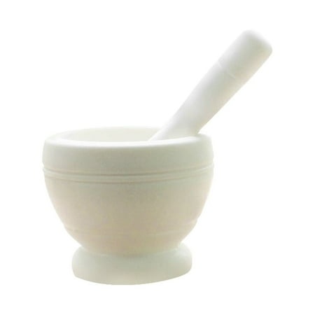 

NUOLUX Kitchen Household Garlic Pugging Pot Pedestal Bowl Mortar and Pestle Set (White)