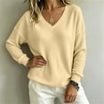 thumbnail image 6 of ClodeEU Women's V Neck Long Sleeve Waffle Tunic Top,Casual Loose Pullover Blouse Yellow,Women's Plus M, 6 of 8