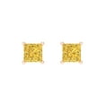 thumbnail image 3 of Clara Pucci 0.5Ct Yellow Princess Cut VVS1 Screw Back Stud 18k Solid hypoallergenic Gold Designer Earrings For April, 3 of 7