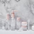 thumbnail image 3 of EeaseMX Juego de 8 botellas de maquillaje vacías de viaje, reutilizables, con pulverizador, para loción, crema y embudo con gotero., 3 of 8