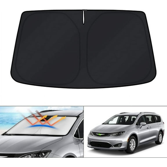 Canvcle Windshield Sun Shade for Chrysler Pacifica Minivan Accessories 2017-2025 Window Sunshade Sun Visor Protector Foldable Blocks UV Rays Keep Your Car Cooler