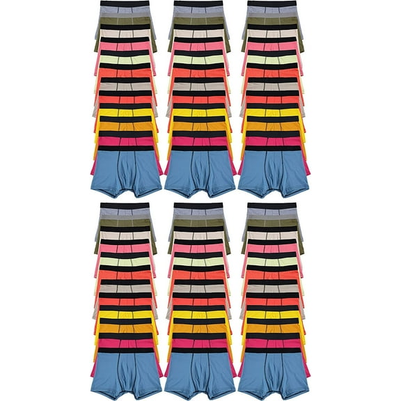 Yacht & Smith 72 Pack of Mens Boxer Briefs Underwear Bulk, 100% Cotton, Soft, Comfortable, Assorted Colorful Brief (XX-Large, 72 Pack Assorted)